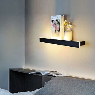 Светильник - декоративная полочка DZN-65159  ЧЕРНЫЙ  D400/H100/1/LED/8W/4000K с выключателем