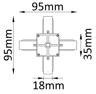 Соединитель X-образный (однофазный) 10*10 см, Crystal Lux CLT 0.211 04 WH Белый