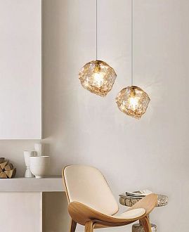 Светильник подвесной ElegantLight DZN-8199 БРОНЗА + ЯНТАРЬ  D180/H1500/1/E27/60W LAVA 25-07
