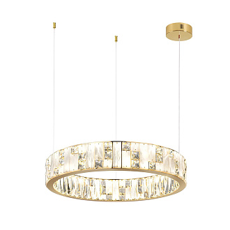 Люстра 60*60*100 см, LED 1*80W, 3700 К, Odeon Light Crossa 5072/80L, золото/прозрачный/белый