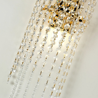 Бра Favourite Monilibus 4015-3W, D120*W200*H1100, светлого золота, плафон в виде каскада прозрачных хрустальных восьмигранников, переходящих в бусины