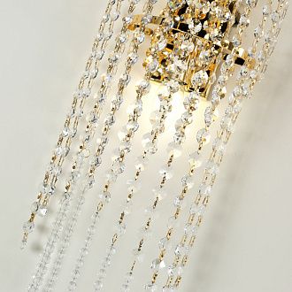 Бра Favourite Monilibus 4015-3W, D120*W200*H1100, светлого золота, плафон в виде каскада прозрачных хрустальных восьмигранников, переходящих в бусины