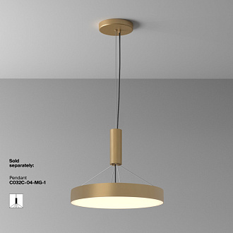 Накладной светильник 40*40*6 см, LED, 45W, 3000К, Maytoni Technical Zon C032CL-45W3K-RD-MG золото матовое