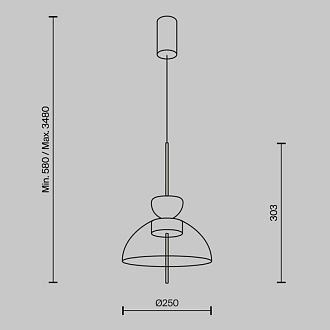 Подвесной светильник 25*25*348 см, LED*12W, 3000K, Maytoni Bangkok MOD185PL-L12CG3K2, черный