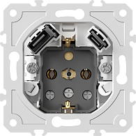 Donel механизм розетки Schuko 16А 250 В~ с зарядным устройством USB A+C, 5V/3A, мощность 20W, на винтах, предназначен для монтажных коробок глубиной не менее 60 мм., серия DB, DB19900