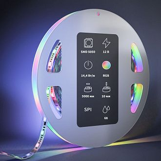 Светодиодная лента 12V 5050 14,4Вт/м RGB 5м IP 68 201245, 500 см, Maytoni SPI 201245, цена за метр, катушкой по 5 м