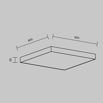 Светильник 60 см,90W, 3000K, Maytoni C032CL-90W3K-SQ-B, черный