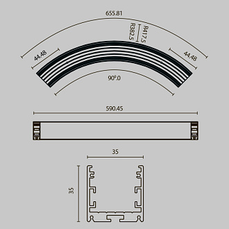 Радиусный профиль ALM-3535R-B-D-90°-0.8M 3,5*3,5*65,58 см, Maytoni Led Strip черный