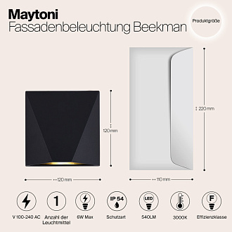 Уличный настенный светодиодный светильник Maytoni Beekman O577WL-L5B черный