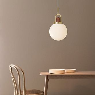 Подвесной светильник Arc Globe Полусфера D25 25*25*250 см, 1*E27*60W, ImperiumLoft 101295-26, Латунь, Дерево