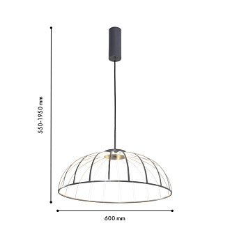 Подвесная люстра 60*190 см, 60W, Favourite Vertex 4285-6P Матовый серый и белый акрил