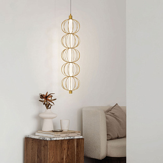 Подвесной светильник 12*65-200 см, 1*LED, 7W, 3000K, Lussole Howard LSP-7346, матовое золото