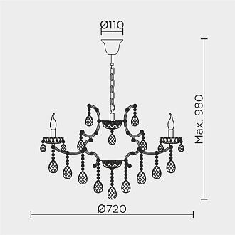 Подвесная люстра 72*72*98 см, Е14 8x40W, Золото MODELUX premium ML.7003.8P