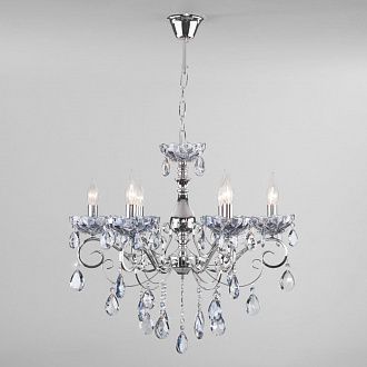 Подвесная люстра с хрусталем 62 см Eurosvet Escada 10109/6 хром/лазурный хрусталь Strotskis