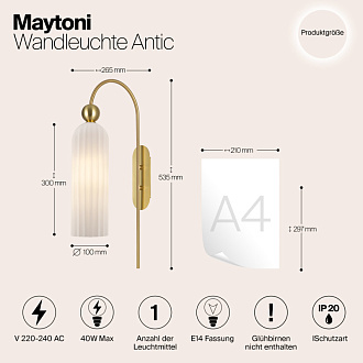 Светильник 54 см, Maytoni Antic MOD302WL-01GR, золото