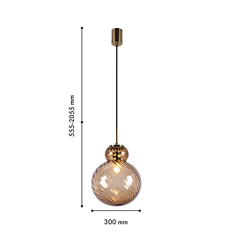 Подвесной светильник 30*205,5 см, 40W, Favourite Ortus 4268-2P стекло янтарного цвета