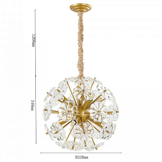 Подвесная люстра Favourite Pienene 2620-8P, D320*H340/1540, Каркас золотого цвета, декоративные элементы из прозрачного стекла