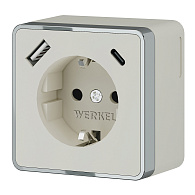 W5071703 Розетка с заземлением, шторками и USB тип A+C Gallant, слоновая кость Werkel, 4690389179600