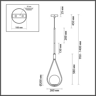 Светильник подвесной 26 см Odeon Light Flari 4810/1A, черный-золото