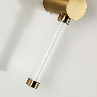 Бра Favourite Lignum 3057-2W, D100*W60*H800, золота, белый плафон цилиндрической формы из акрила