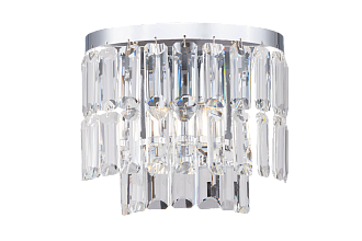 Бра L250 x W150 x H230, мм, 2*40W (80W), CHROME+CLEAR (Хром + Прозрачный Хрусталь) NewRgy W2752R/2A CHROME+CLEAR