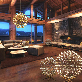 Светодиодный торшер 89 см, 75W, 3000K LOFT IT Raimond 9027-89F хром, дерево