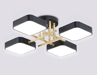 Люстра светодиодная на штанге 55*55*15- см, **W, 3000-6000K, Ambrella Light Comfort FL516343, черный, золото