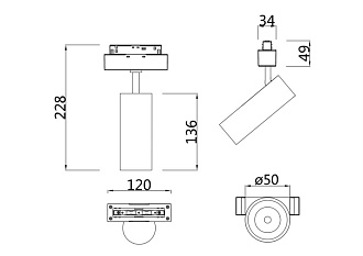 Светодиодный светильник 13W, 4000K, Maytoni Track Lamps TR019-2-10W4K-B, черный