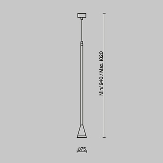 Подвесной светильник 7,5*7,5*182 см, 1*GU10, 40W, Maytoni Technical ARROW P064PL-01W-1 белый