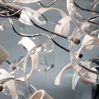 Потолочная люстра Citilux Рандом CL222161, диаметр 70 см, стекло белое/прозрачное