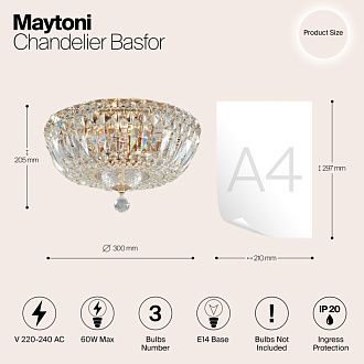 Хрустальная Люстра диаметр 31 см Maytoni DIA100-CL-03-G Royal gold (золото)