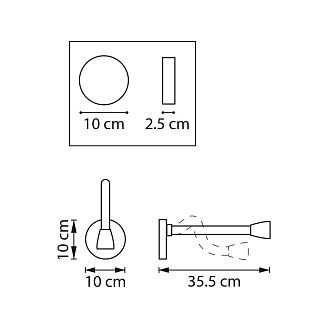 Бра *10*26 см, 3000K, Lightstar Muro III 808637, Черный
