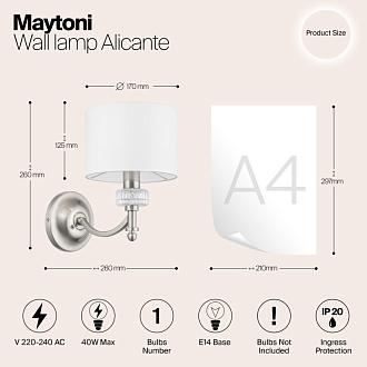 Бра Maytoni Alicante MOD014WL-01N, белый