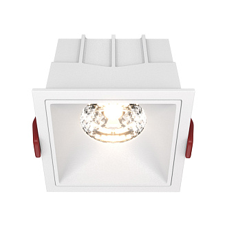 Светильник 9 см, 15W, 3000K, Maytoni Downlight Alfa LED DL043-01-15W3K-SQ-W, белый, вр 7,5*7,5 см