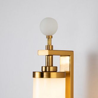 Бра Favourite Plunger 3011-2W, D105*W100*H500, латуни, плафон из искусственного белого мрамора, стеклянный декор по краям