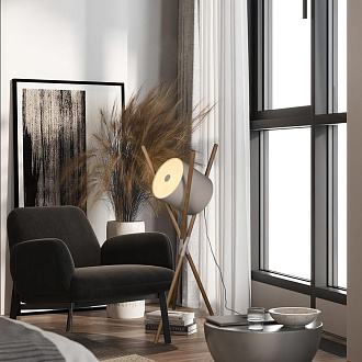 Торшер 55*45 см, 1*E27*40W  LOFT IT Bobbin 10245F White дерево, белый