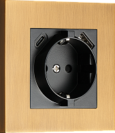 Donel N96 Розетка Schuko с зарядным устройством USB A+C, с защитными шторками, Латунь, серия DT, DT155MB