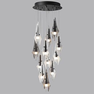 Люстра каскадная *53*70-238 см, 12*LED*5,75W, 3000K, Odeon Light Afalina 5442/69L, черный