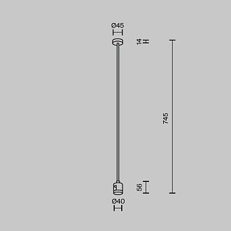 Комплектующие для трековой системы  TRA159C-IPC1-PT 4,5*4*-74,5 см, *Maytoni technical Accessories for tracks Flarity TRA159C-IPC1-PT, Платина
