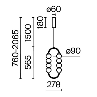Подвесной светильник 27,8*9*356,5 см, LED, 16W, 3000К, Maytoni Amulet MOD555PL-L11G3K золотой