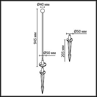 Уличный светильник *4*-94,5 см, 1*LED*1W, 3000K, Odeon Light NOTTE 7123/1GLA, хром