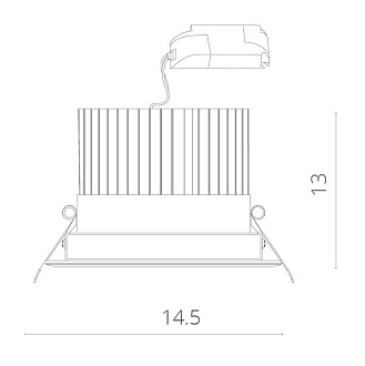 Встраиваемый светильник 15 см, 15W, 3000К, белый, теплый свет, Arte Lamp A3315PL-1WH, LED, вр 13 см