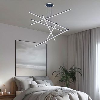 Люстра подвесная 120*21-130 см, LED 200W, 3000-5500K, 18000Lm, 27 м2 Citilux Trent CL203761  с пультом черный матовый