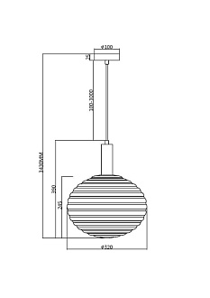Подвесной светильник 32*32*343 см, 1*E27, 60W, Maytoni Reels MOD268PL-01G золото матовое