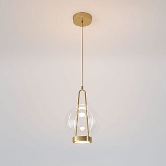 Подвесной светильник 20*20*40-120 см, LED*15W, 3000K, Eurosvet Frasco 50267/1 LED, латунь, a069344