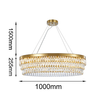 Подвесная люстра Favourite Magnitudo 2206-16C, L1000*W500*H260/1760, каркас золотого цвета, хрусталь прямоугольной формы высшего качества