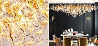 Подвесная люстра Droplet Chandelier oval L160 40*86*86 см, 1*G9*40W, ImperiumLoft 40.2696, Золотистый