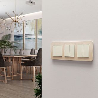 W0032611 Рамка на 3 поста Platinum, шампань Werkel, 4690389184499