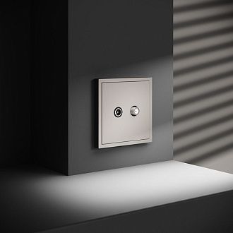 Розетка телевизионнная встраиваемая Voltum S70 оконечная TV+SAT, кашемир пластик Soft touch VLS060403