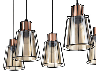 Подвесной светильник 35*65*170 см, 6*E27 черный, медь Vele Luce Carisma VL6462P06